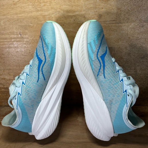 Hoka One One Mach X 2 Womens Size 7 Running Shoes Sneakers Snow Melt Blue Spark - Picture 6 of 12